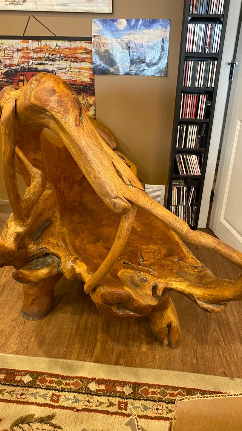 Unique Hand Carved teak root Bench . image indicator(4)