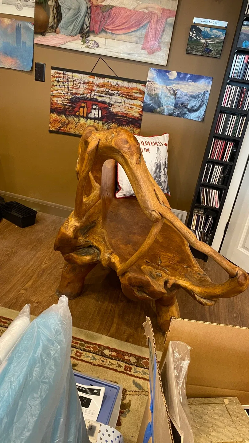 Unique Hand Carved teak root Bench . image indicator(7)
