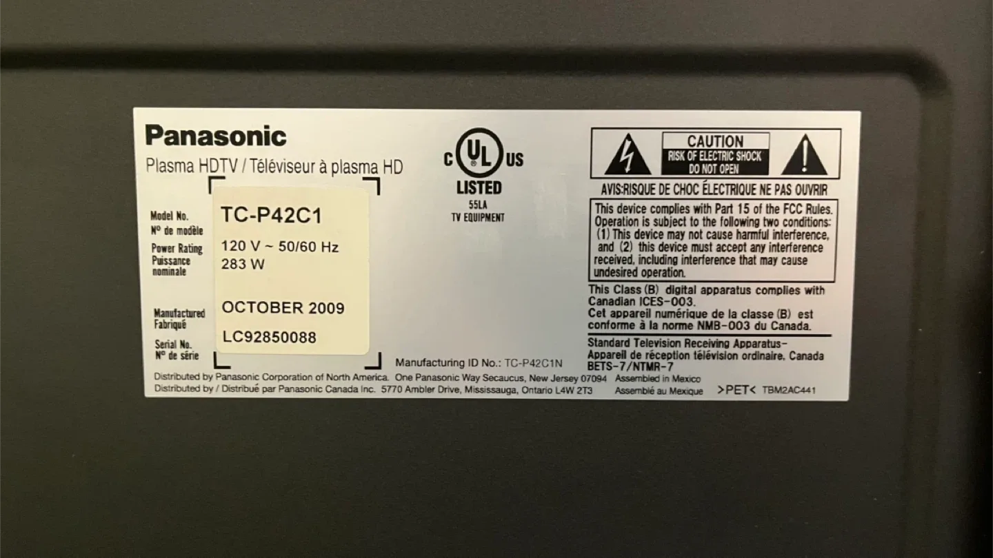 Panasonic Viera (TC-P42C1) 42" Plasma HDTV image indicator(5)