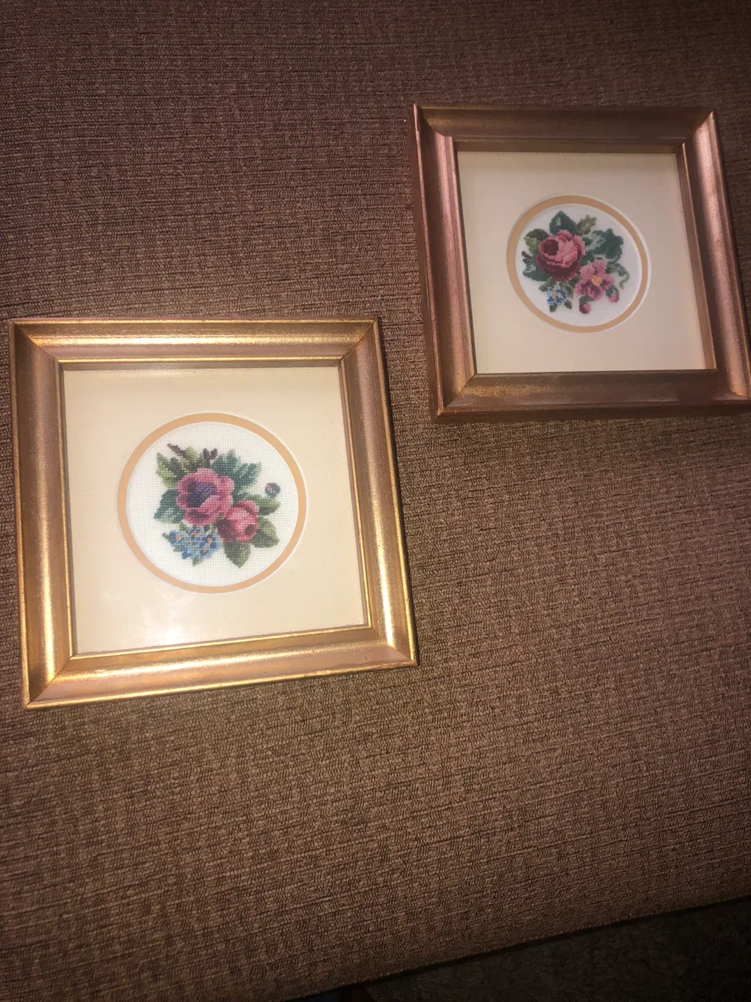 Vintage Framed Floral Needlepoint Art