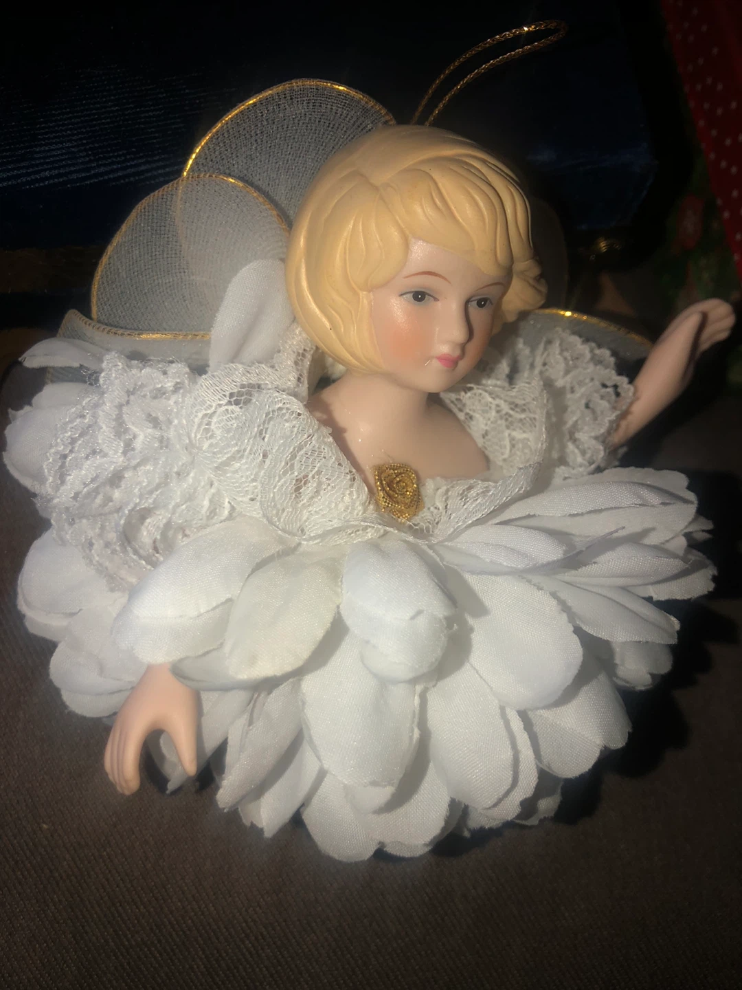 Angel Ornament with White Flower Dress - photo 3