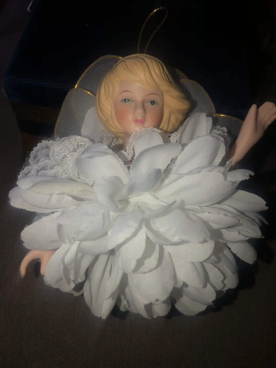 Angel Ornament with White Flower Dress