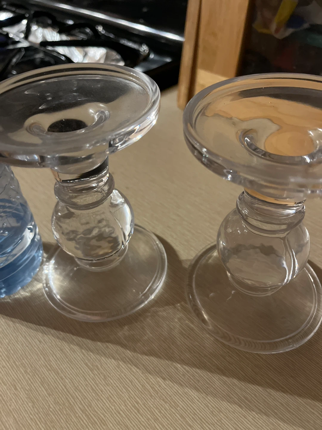 Clear Glass Candle Holders - Set of 2 - photo 2