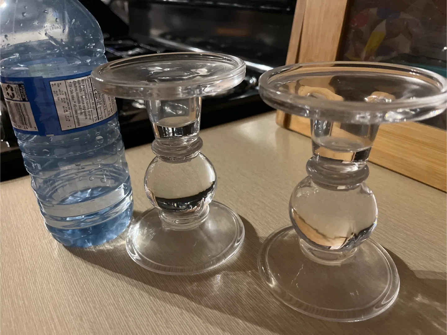 Clear Glass Candle Holders - Set of 2