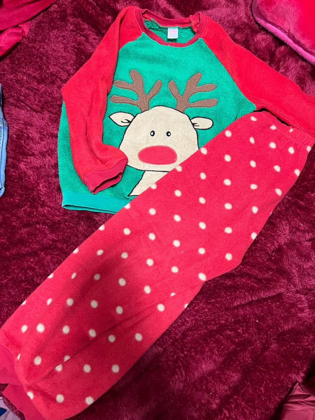 Kids Pajama Set - Blue Wolf, Red Reindeer, Pink Bunny