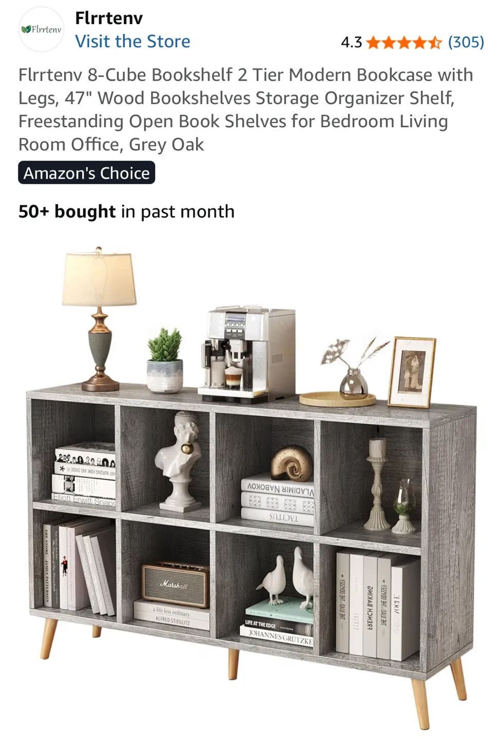 Flrrtentv 8-Cube Bookshelf - Grey Oak (47”) image indicator(2)