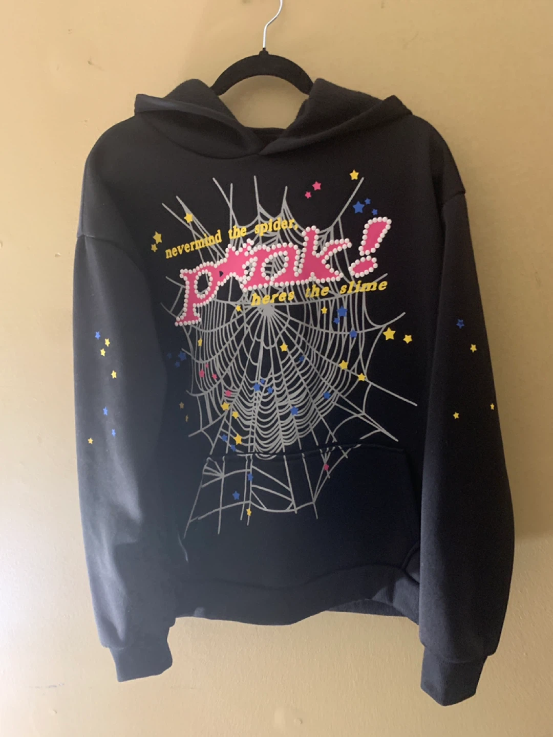 SP*5DER hoodie black and pink