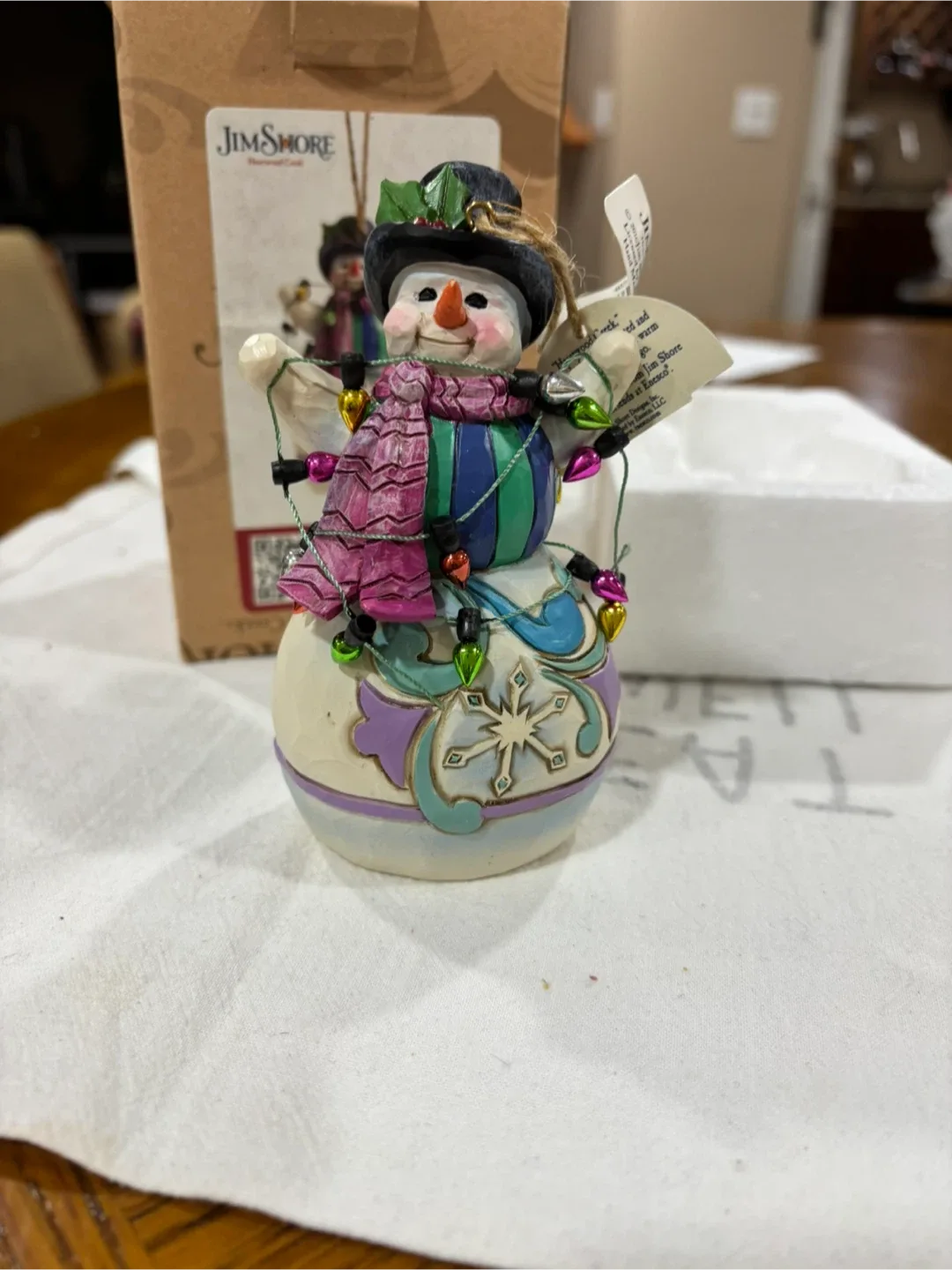 Jim Shore Snowman Wrapped in Lights ornament image indicator(2)