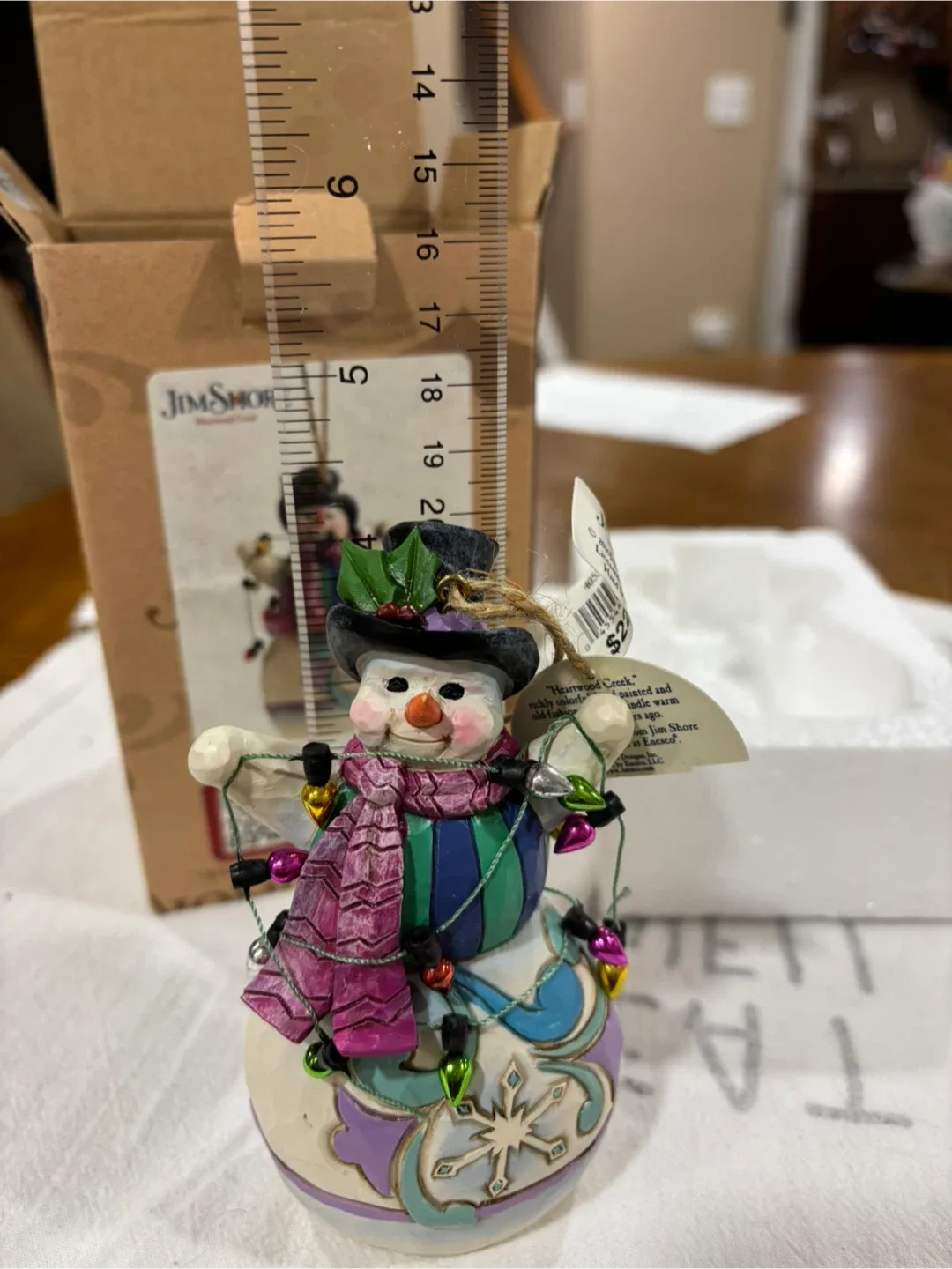 Jim Shore Snowman Wrapped in Lights ornament image indicator(4)