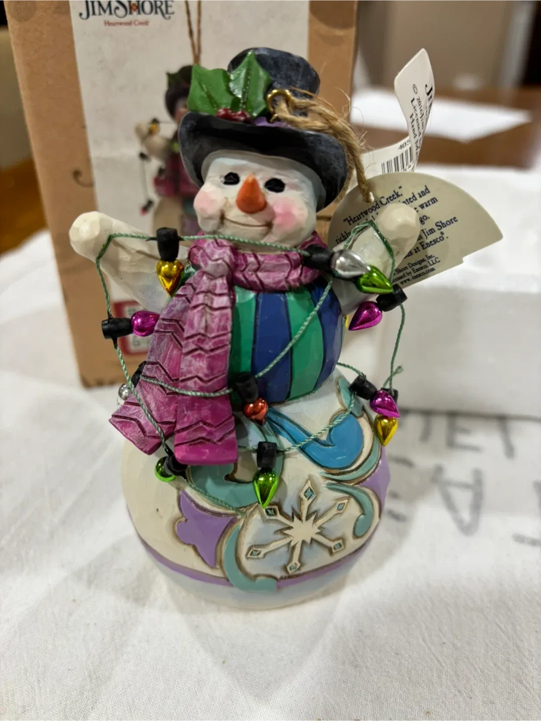 Jim Shore Snowman Wrapped in Lights ornament