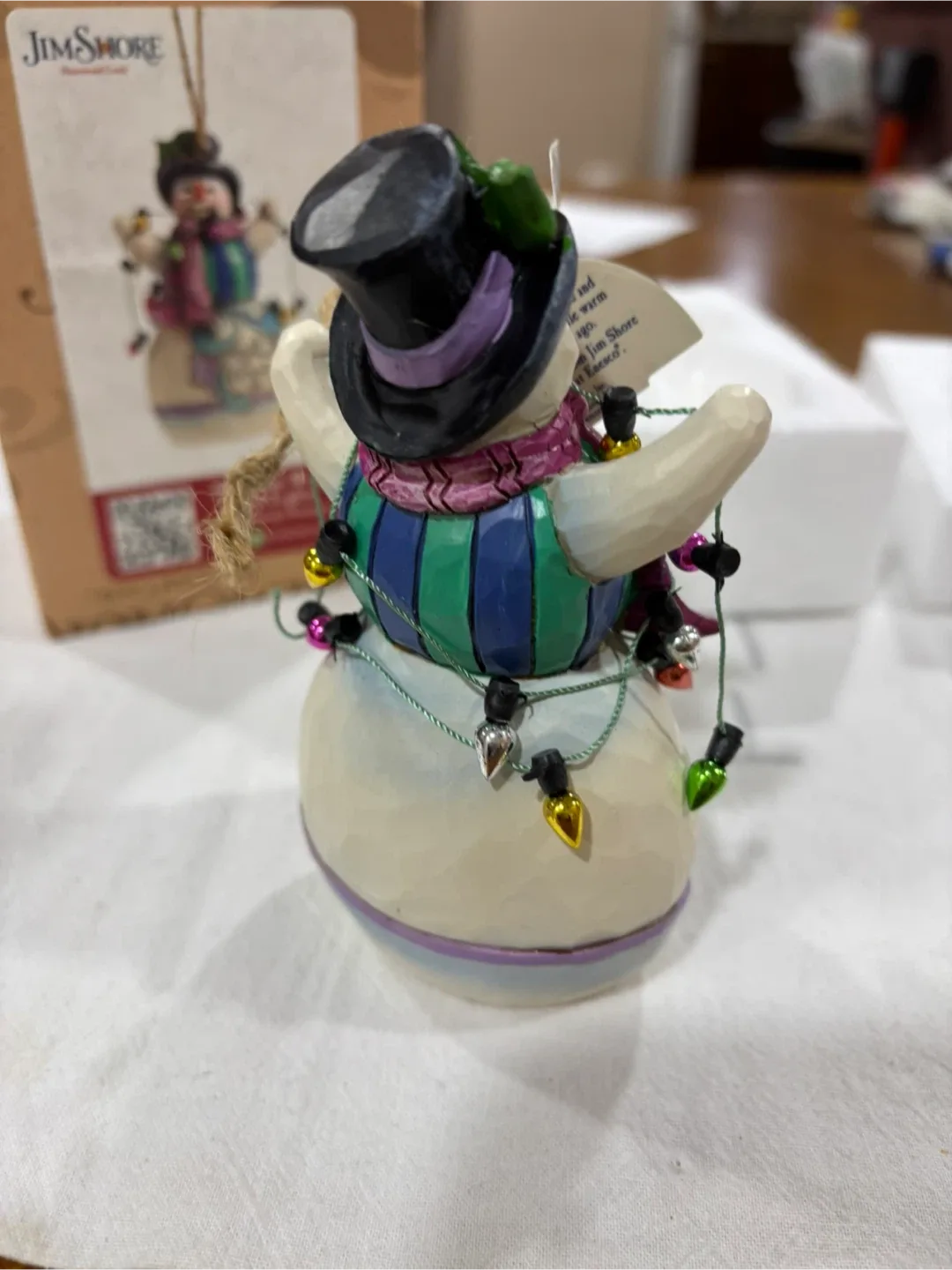 Jim Shore Snowman Wrapped in Lights ornament image indicator(7)