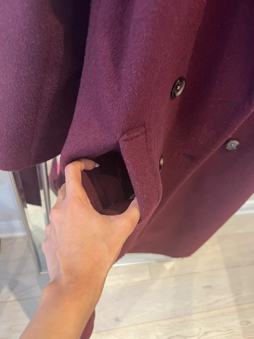 Abercrombie & Fitch XXS Burgundy 57% Wool Coat image indicator(3)