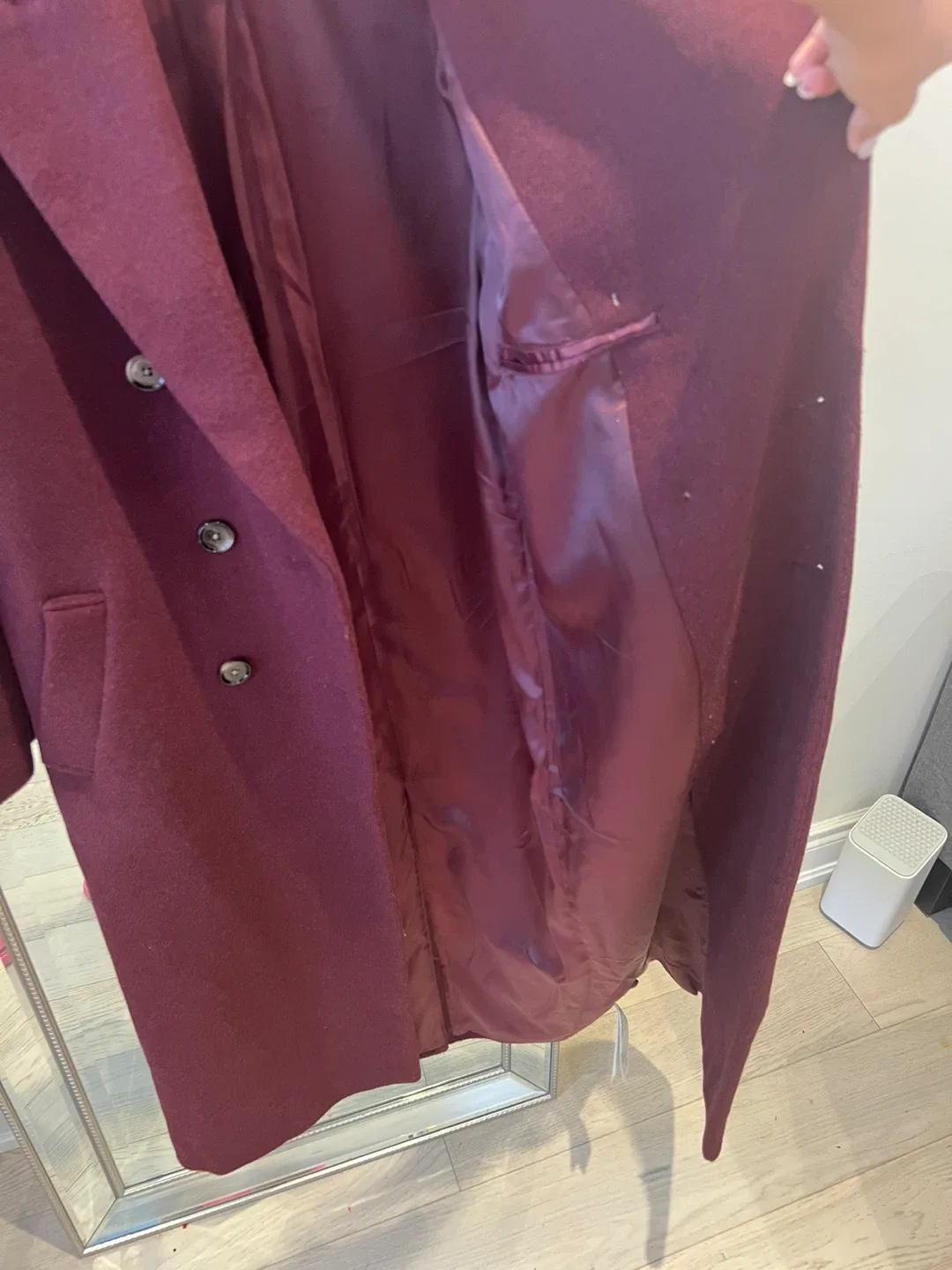 Abercrombie & Fitch XXS Burgundy 57% Wool Coat image indicator(5)