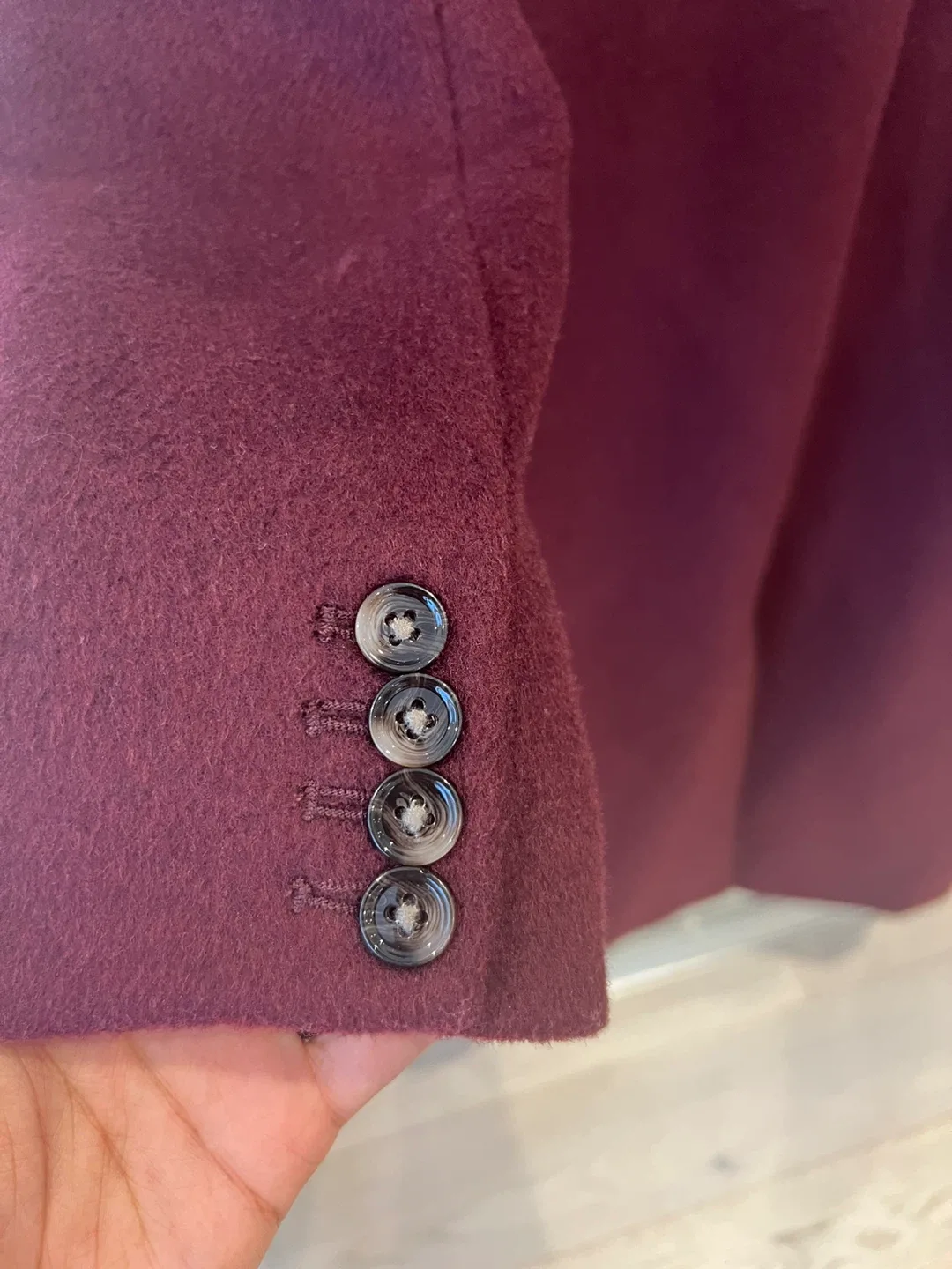 Abercrombie & Fitch XXS Burgundy 57% Wool Coat image indicator(9)