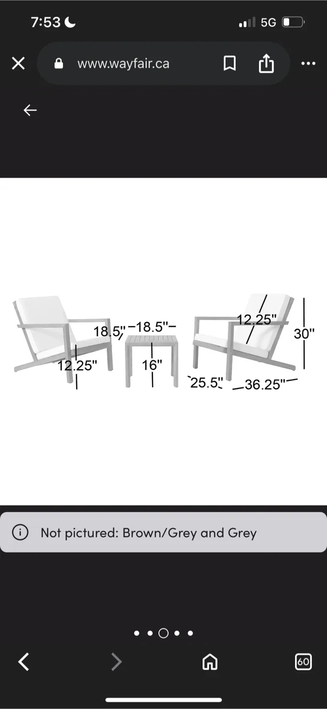 New Wayfair Brown/Grey and Grey Patio Set image indicator(3)