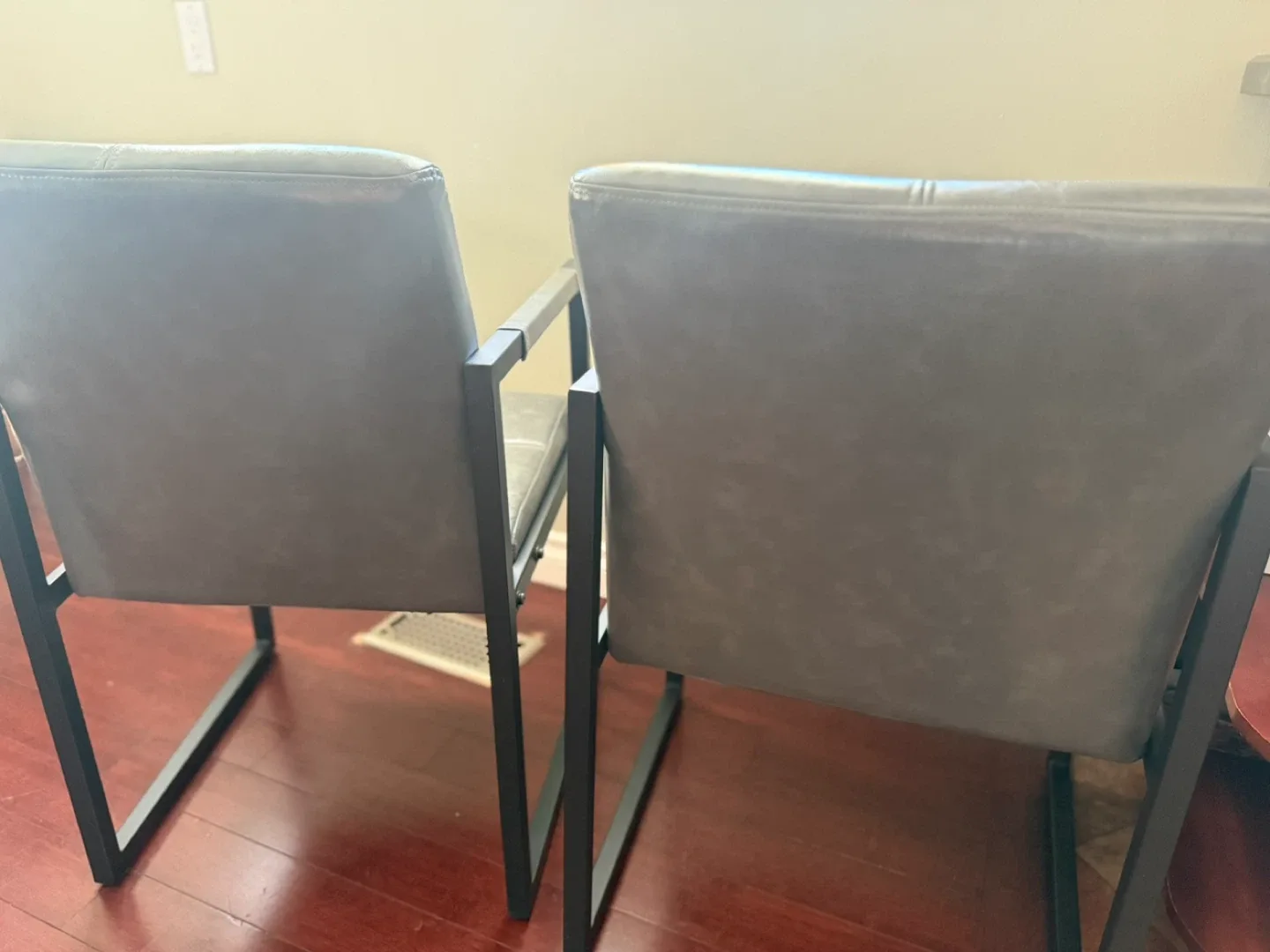 New! Grey Faux Leather Accent Chairs - Set of 2 image indicator(3)