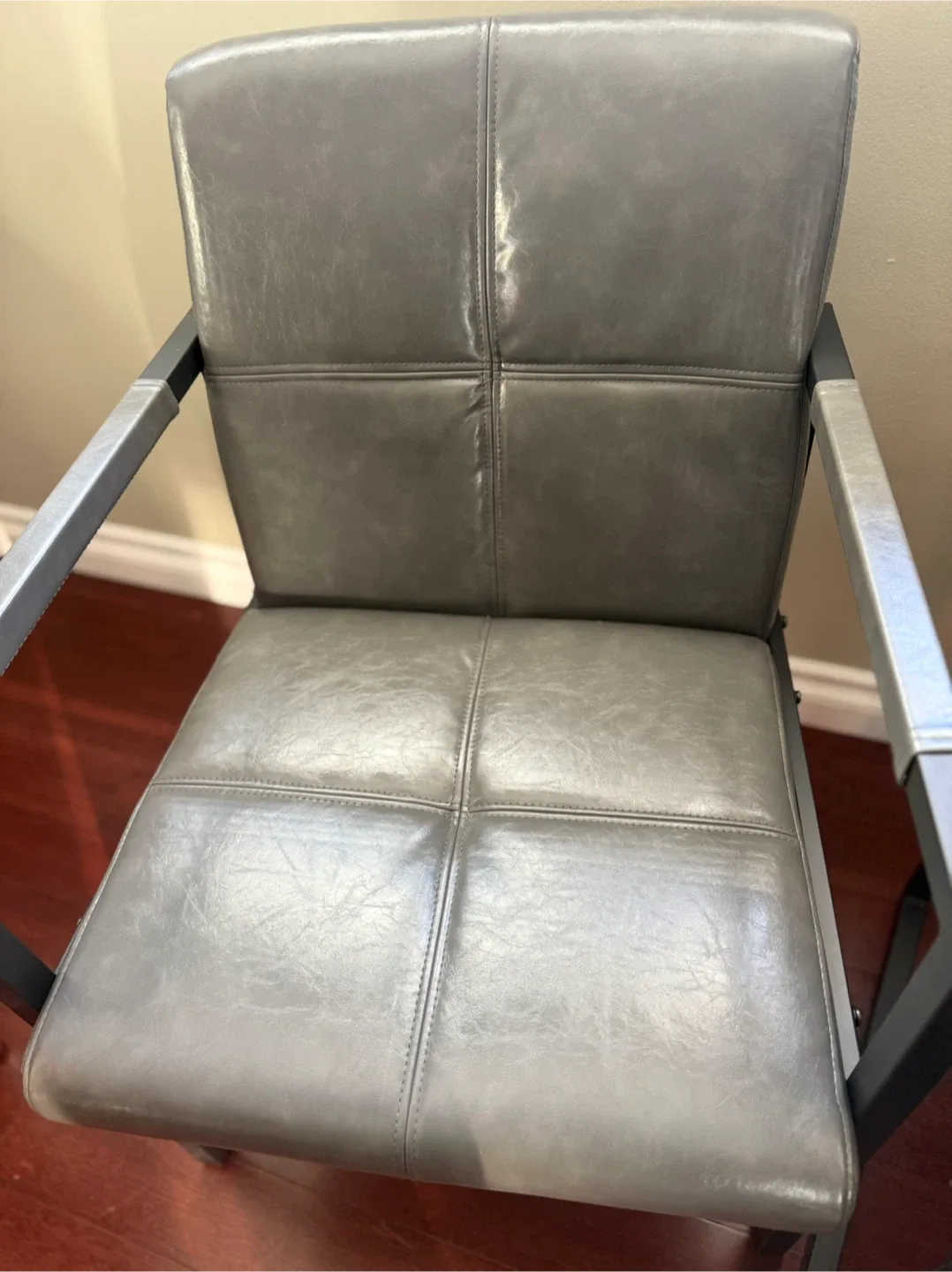 New! Grey Faux Leather Accent Chairs - Set of 2 image indicator(2)