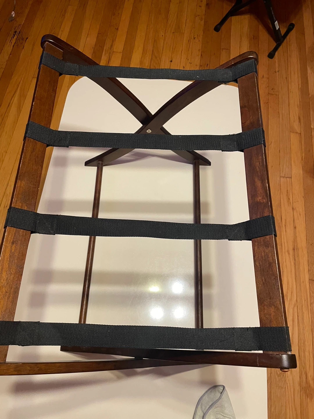 Vintage Folding Luggage Rack - Brown Wood - photo 5
