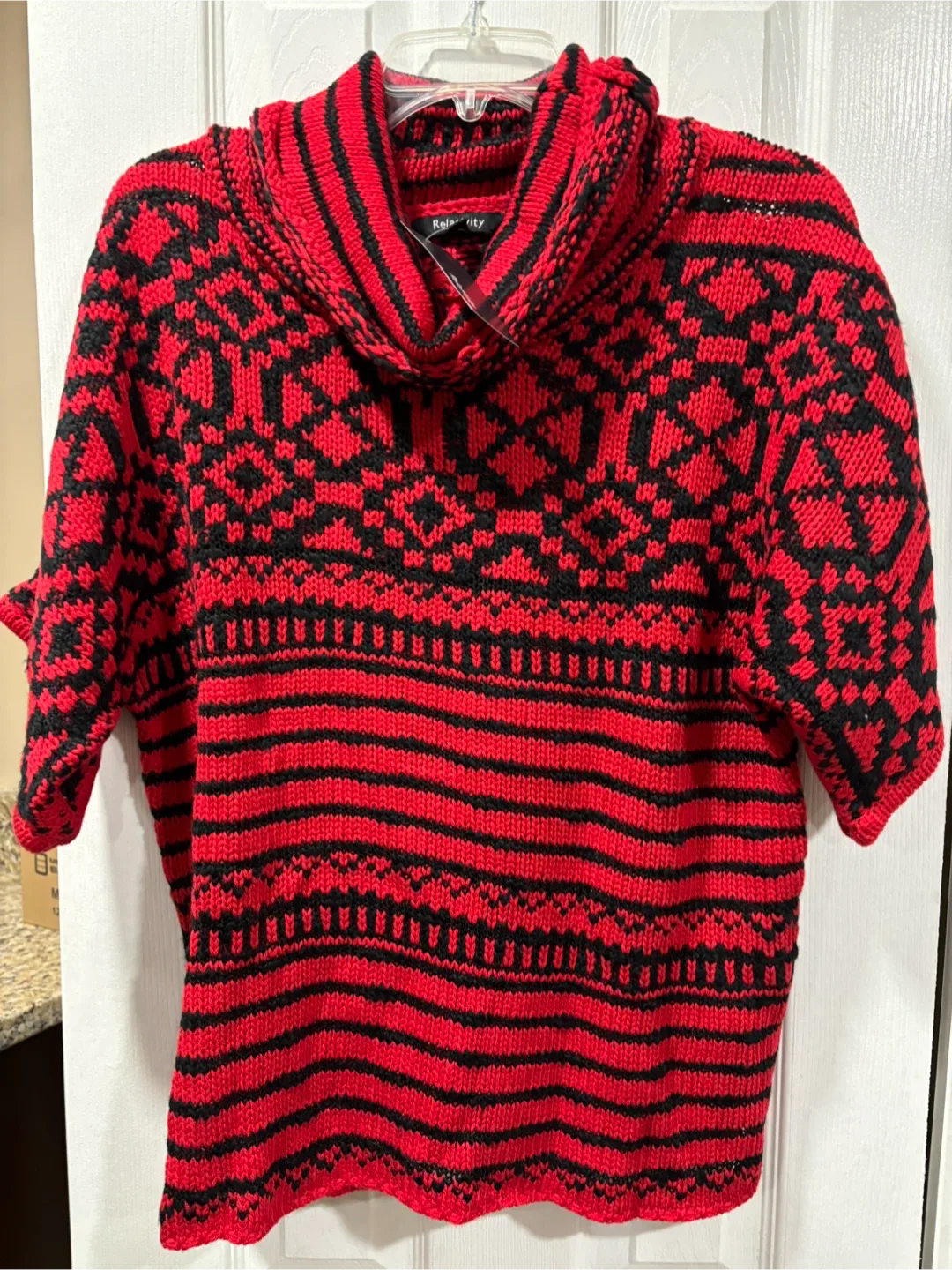 Relativity Red & Black Knit Sweater - Size M