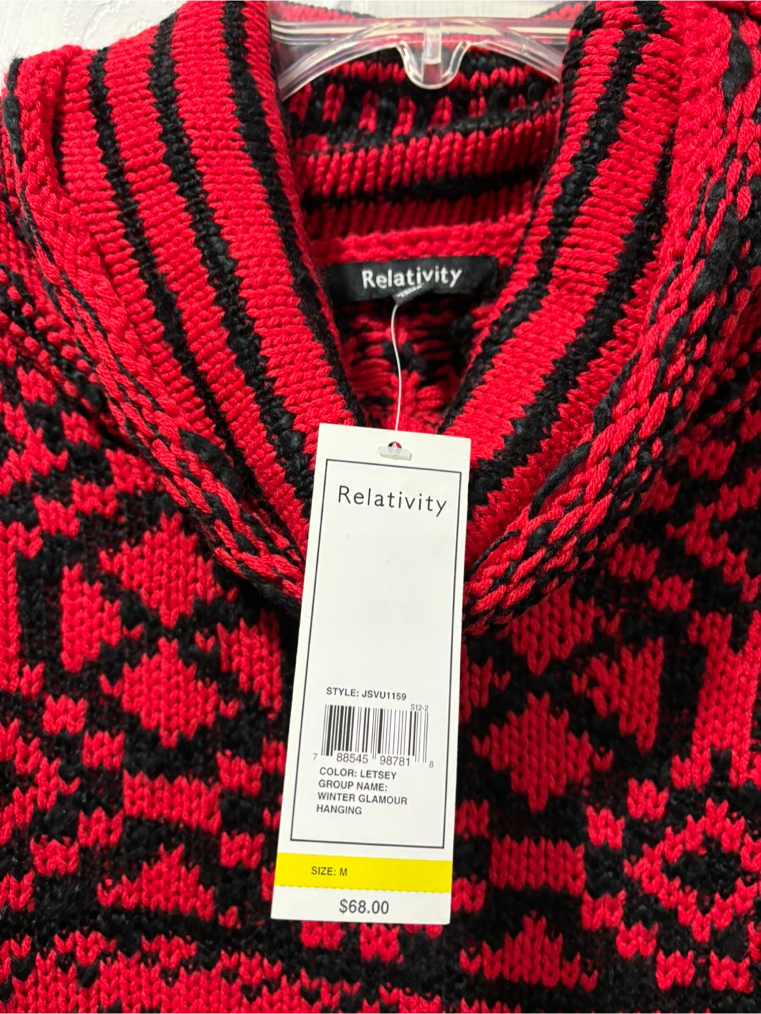 Relativity Red & Black Knit Sweater - Size M - photo 2