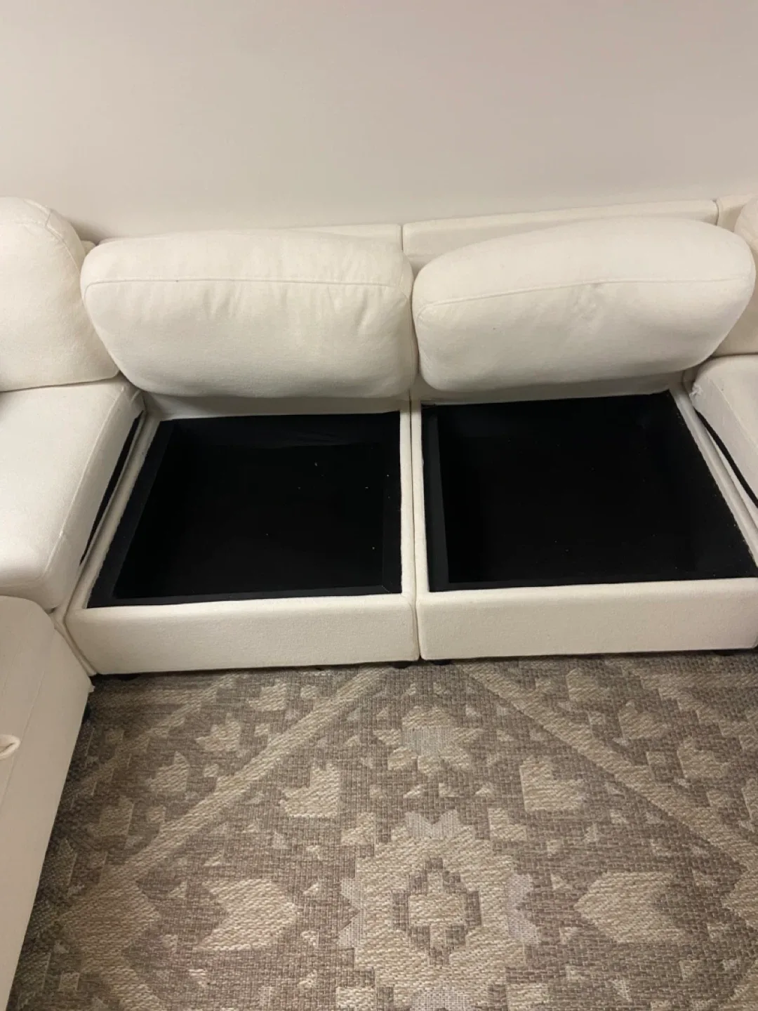 White Sectional Sofa with Storage image indicator(3)