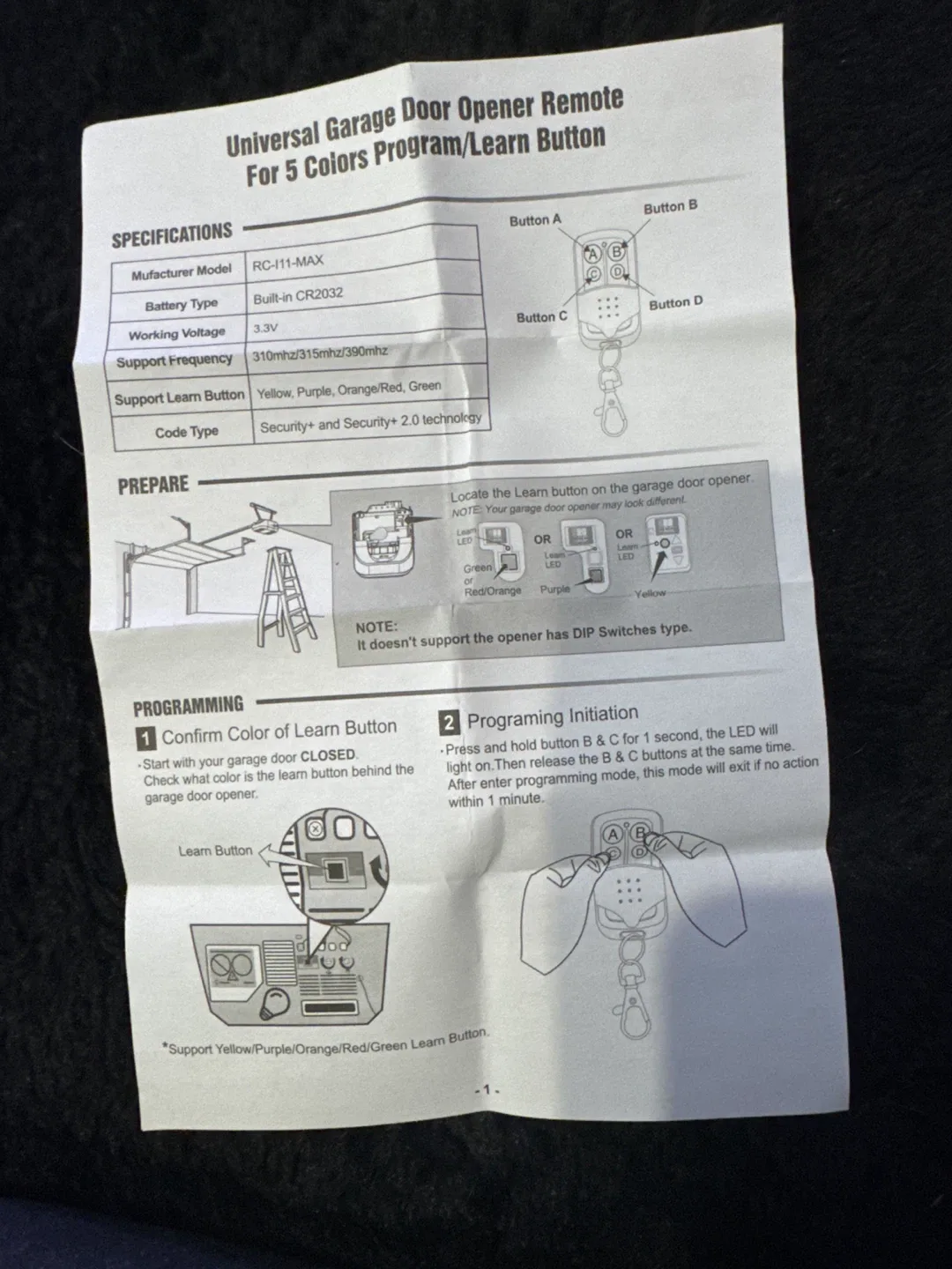 Universal Garage Door Opener Remote JJ-RC-H11-MAX image indicator(4)
