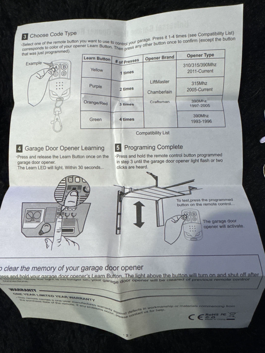 Universal Garage Door Opener Remote JJ-RC-H11-MAX - photo 3