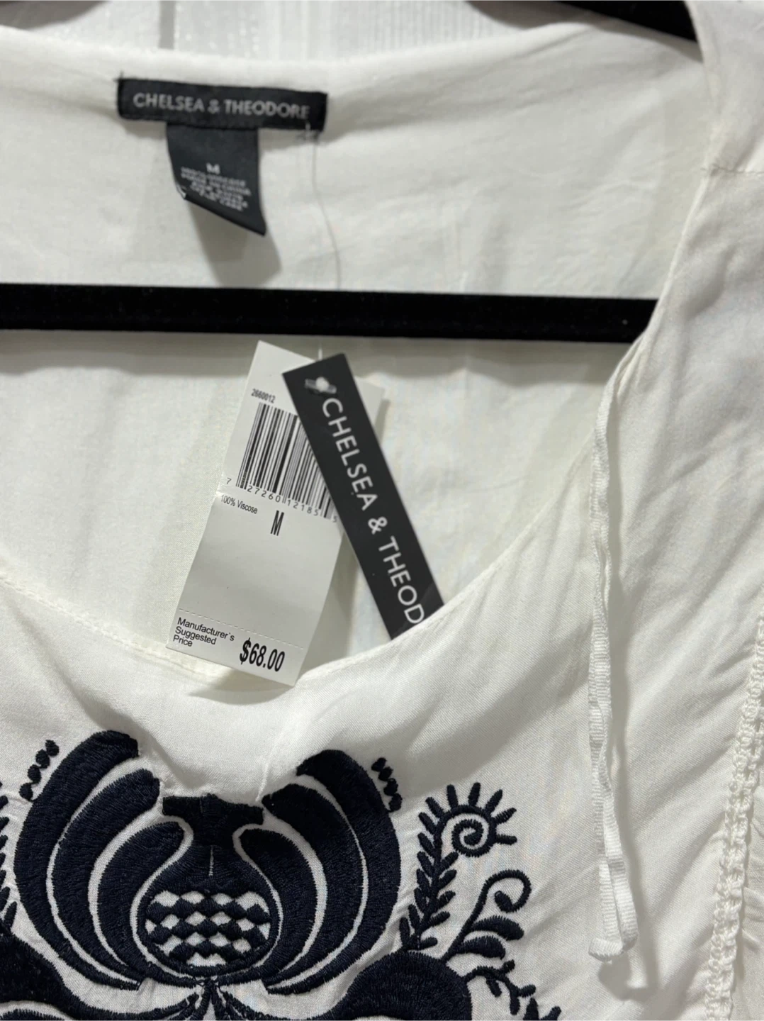 Chelsea & Theodore White Embroidered Blouse - Size M - photo 3