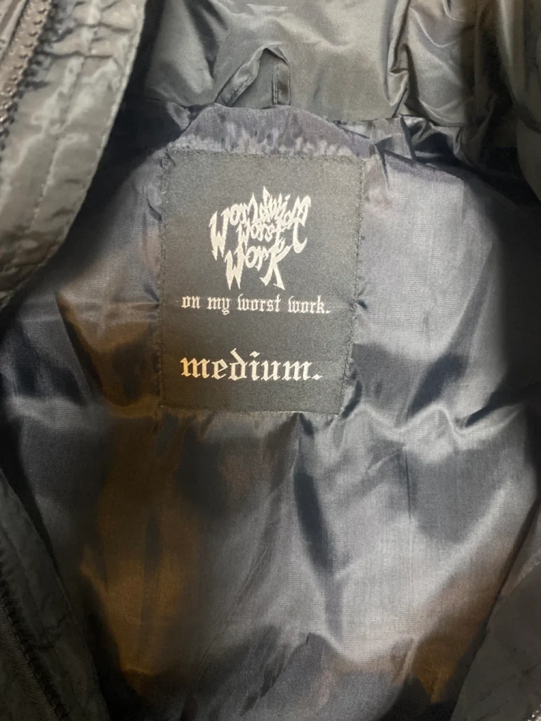 World Wide Worst Work Black Puffer Jacket Vest - Size M image indicator(4)