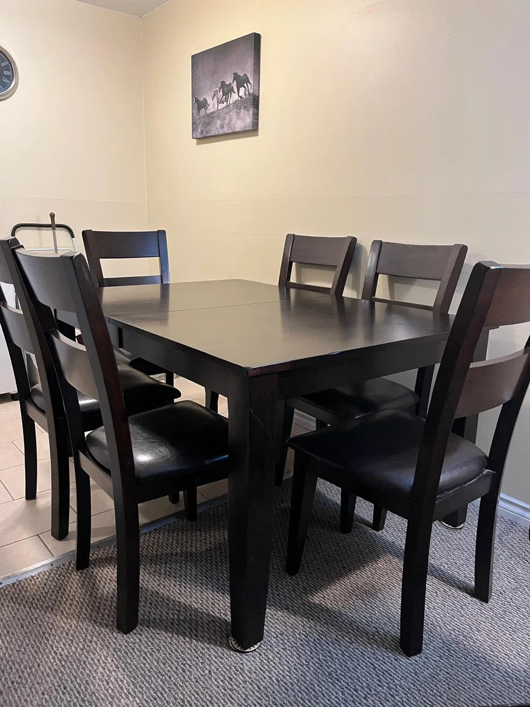 Dark Brown Dining Table with 6 Chairs