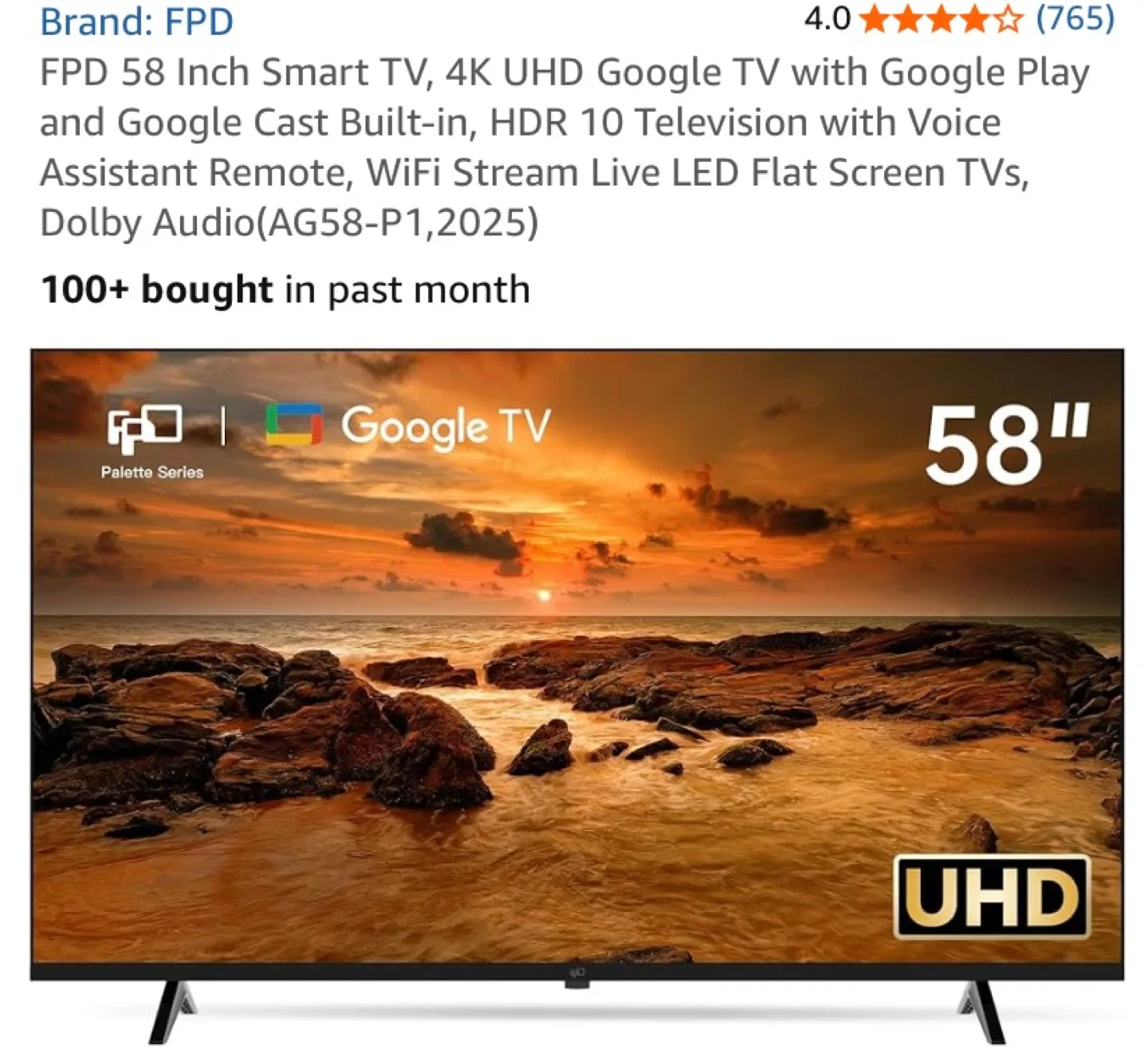 FPD 58 Inch 4K UHD Google Smart TV