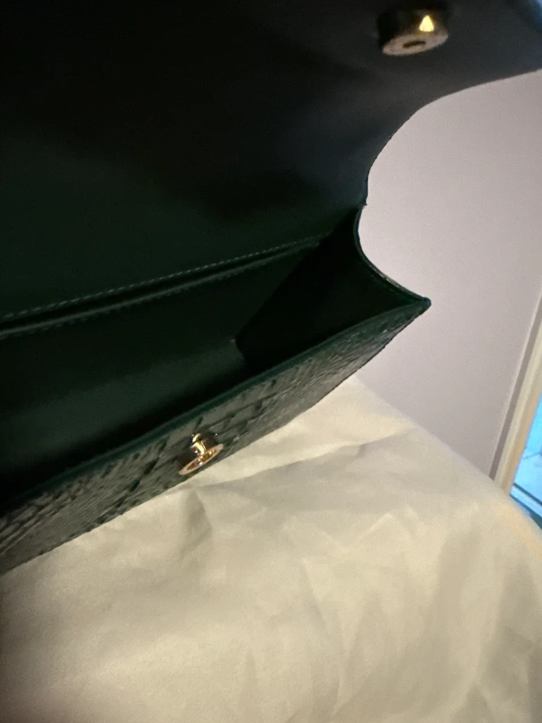 Green Crocodile leather Handbag image indicator(4)