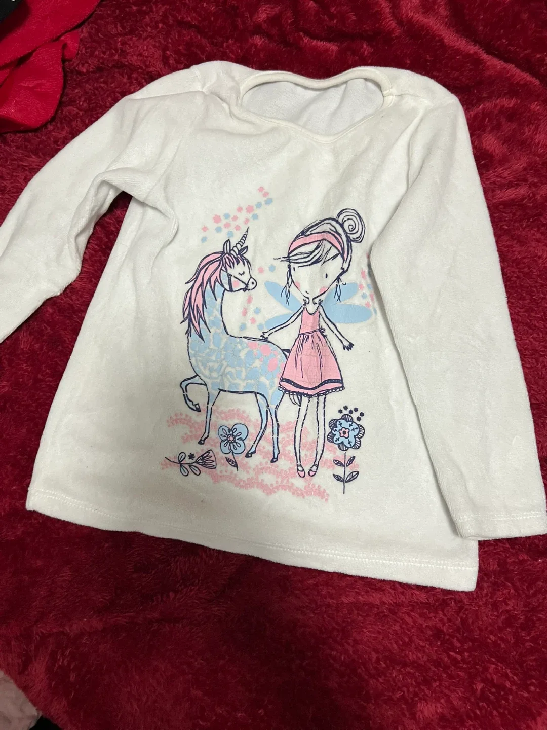 Girls White Unicorn Pajama Set