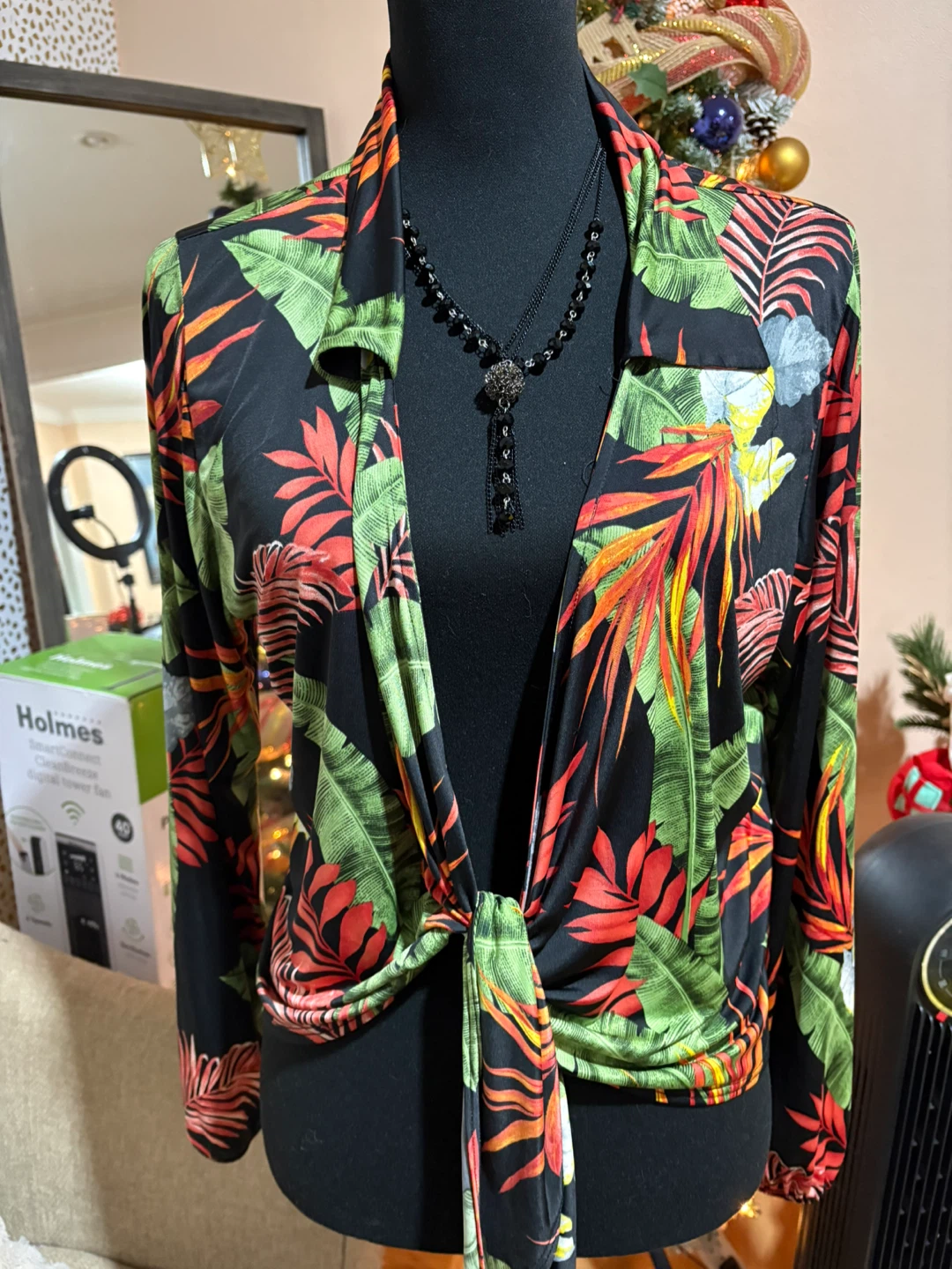 SKY plus Tropical Print Tie Front Top - 2X - photo 3