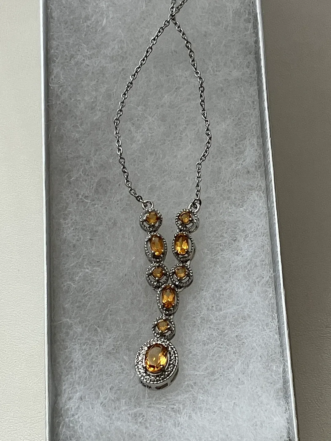 STS Karis Silver Tone  Necklace 20" with Yellow Citrine Stones image indicator(4)