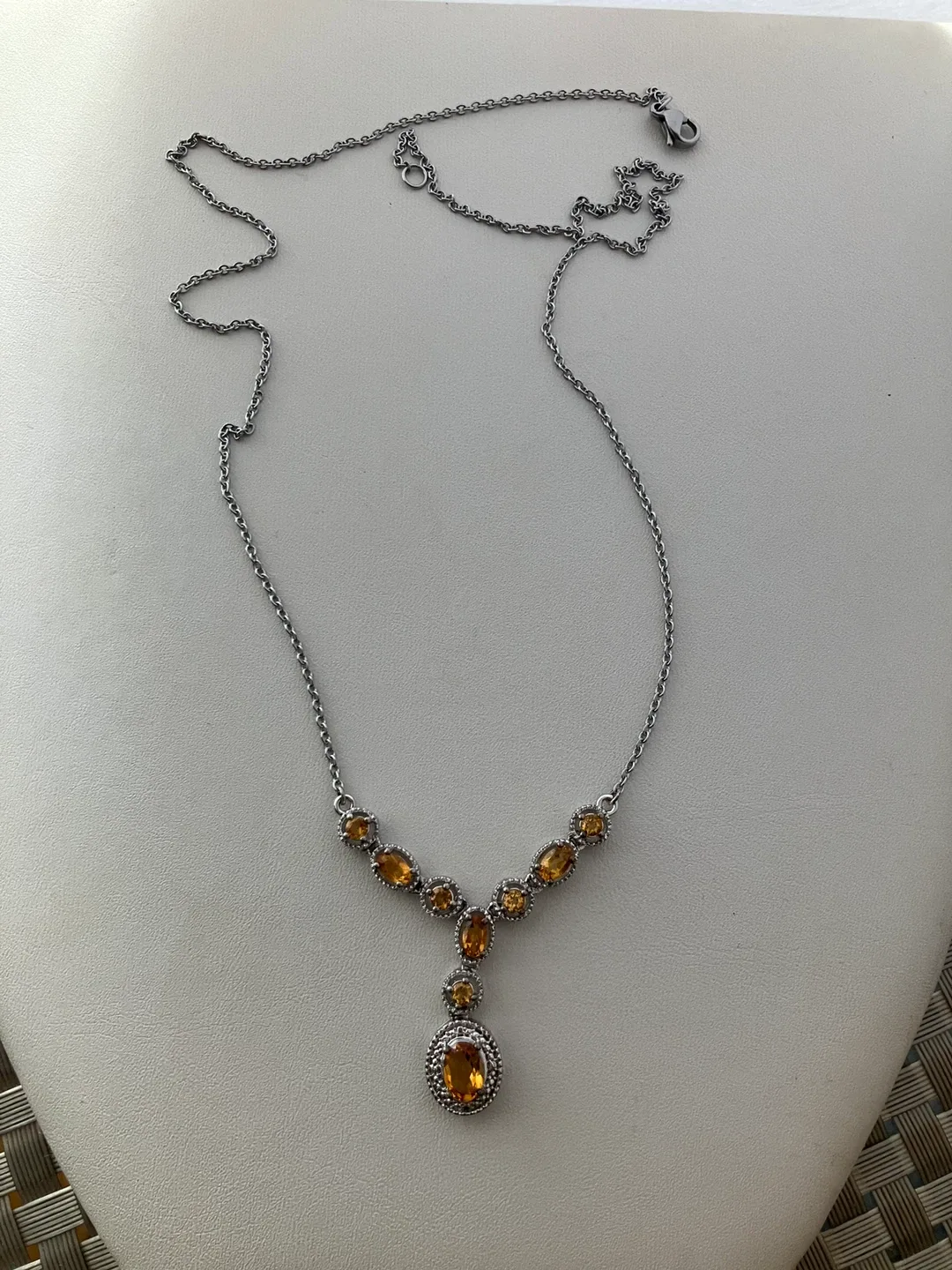 STS Karis Silver Tone  Necklace 20" with Yellow Citrine Stones image indicator(3)