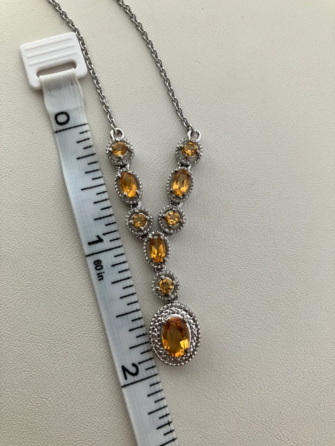 STS Karis Silver Tone  Necklace 20" with Yellow Citrine Stones image indicator(2)
