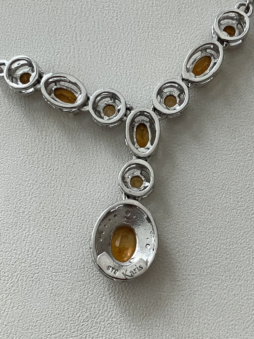 STS Karis Silver Tone  Necklace 20" with Yellow Citrine Stones image indicator(5)