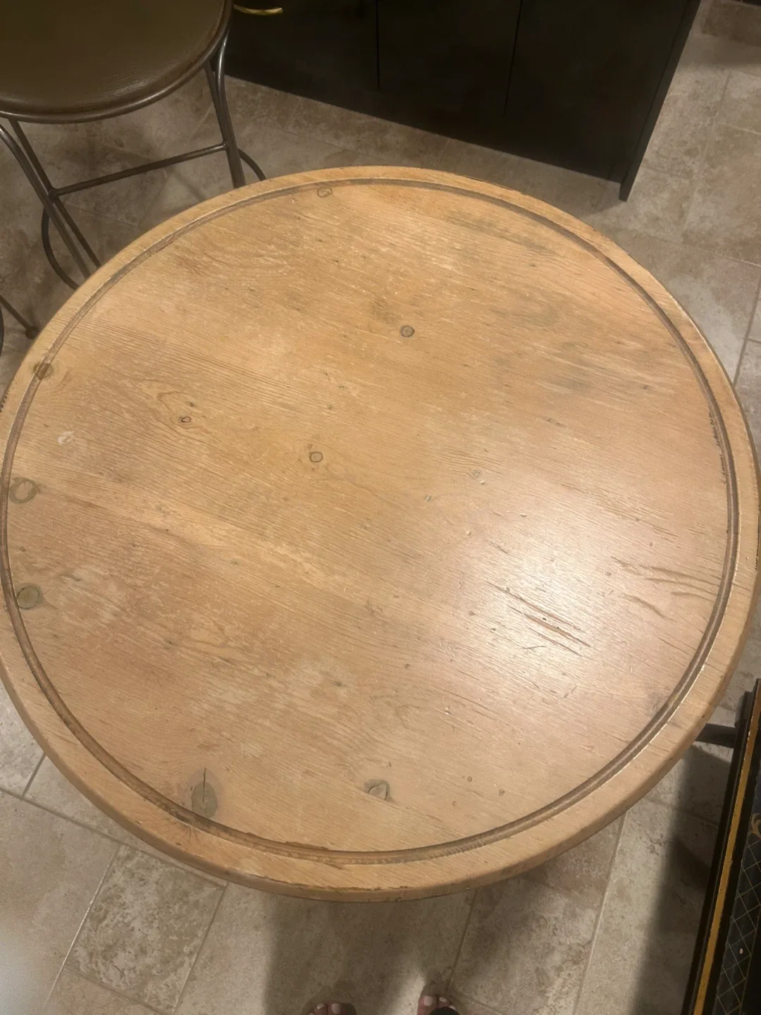 Round Wooden Table with Metal Base image indicator(3)