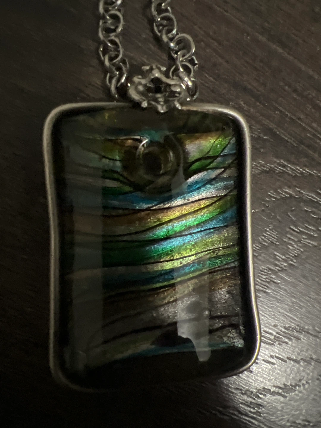 Pendant Necklace with Iridescent Stone - photo 2