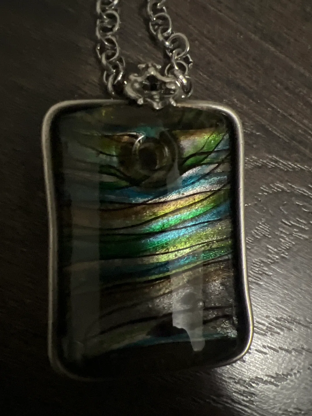 Pendant Necklace with Iridescent Stone image indicator(2)