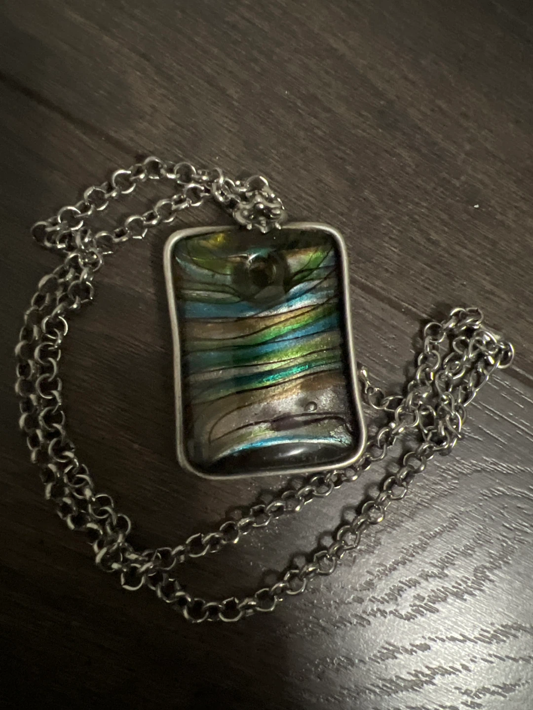 Pendant Necklace with Iridescent Stone - photo 3