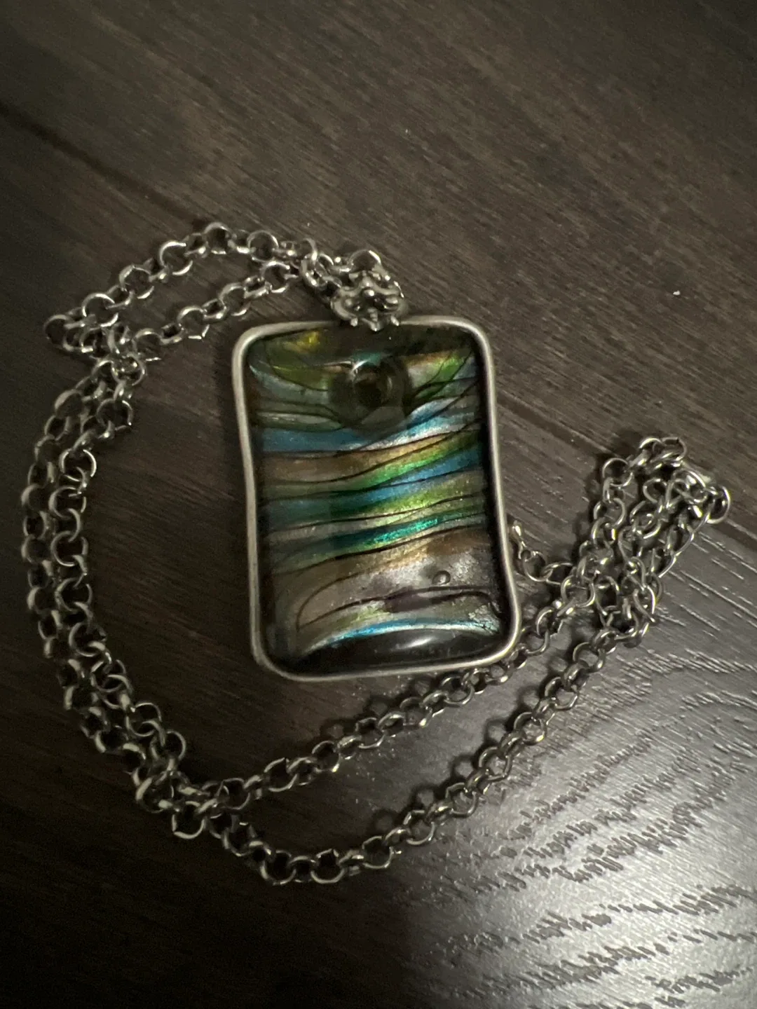 Pendant Necklace with Iridescent Stone image indicator(3)
