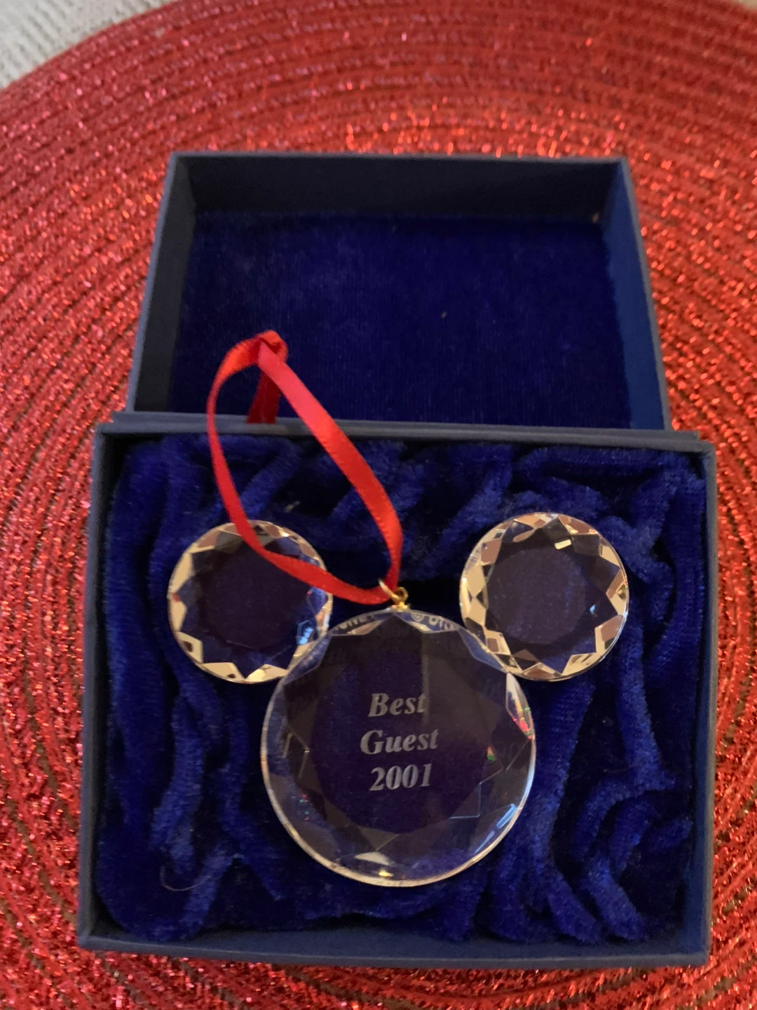 Arribas Bros Disney Crystal Ornament - Best Guest 2001