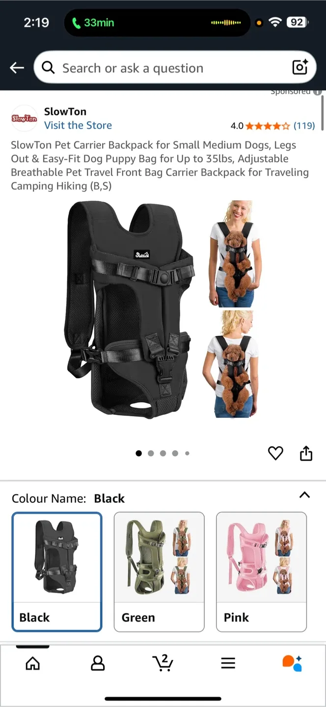 SlowTon Pet Carrier Backpack - Black image indicator(2)