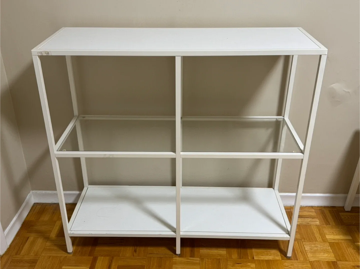 IKEA White Metal & Glass Shelf Unit