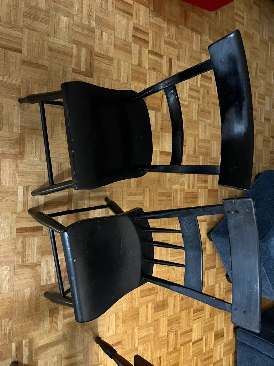 Set of 2 Black Wooden Chairs
