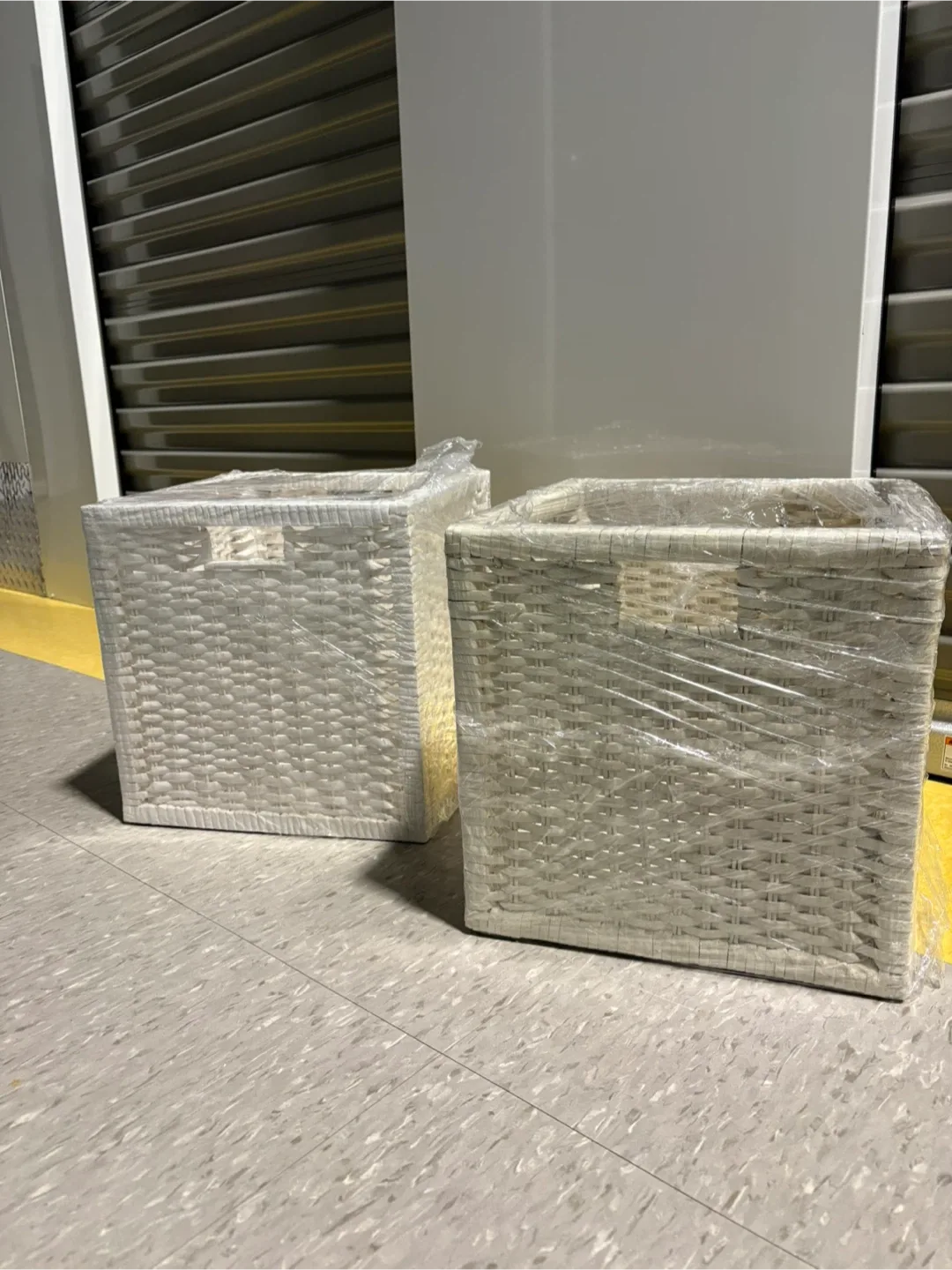 Two White Wicker Storage Baskets image indicator(2)
