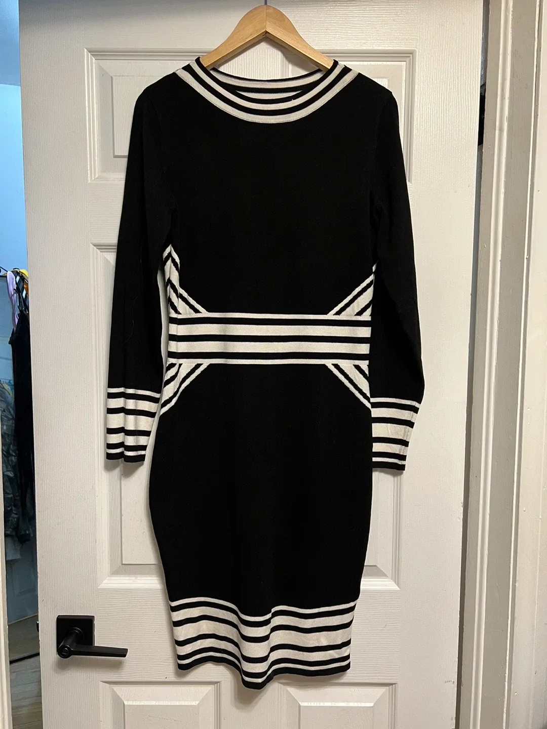 H&M Black & White Knit Dress - Size L