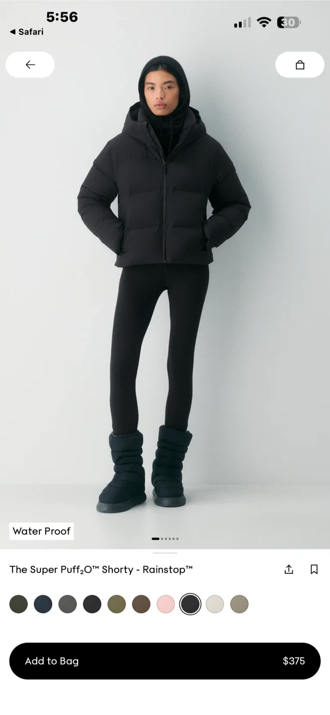 aritzia black puffer size 2xs
